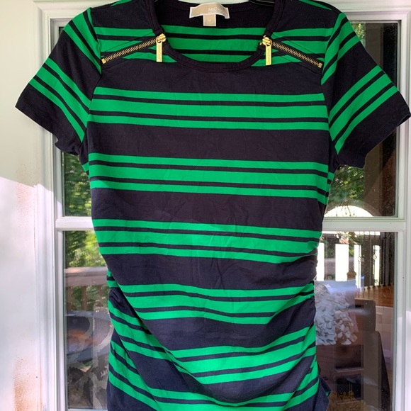 MICHAEL KORS Stripped Zipper Detail Tee - Picture 1 of 6
